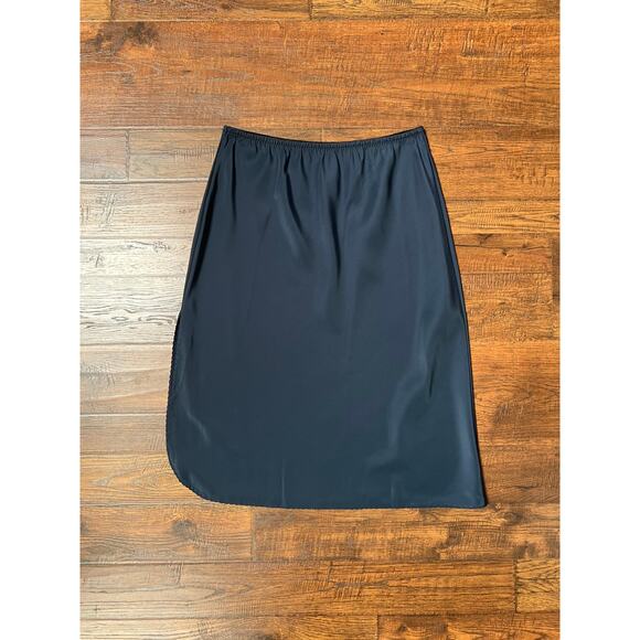 Vintage Mid-Length Skirt Slip Navy Blue Slit Wonder Maid Fine Lingerie I Magnin - Picture 2 of 4